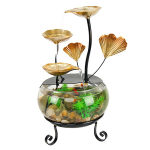 Fuente Decorativa Redonda de Vidrio y Hierro para Acuario, Mini Fuente para Hogar u Oficina, Arte Decorativo - Product Image 5