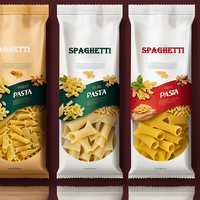 Sac d'emballage personnalisé imprimé transparent de qualité alimentaire biodégradable pour pâtes, farine, blé, spaghetti et pâtes sèches