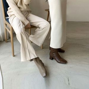 2025 New Autumn and Winter Women's Ankle Boots Party and Gathering Style with Side Zipper and Block Heel Genuine Leather - Product Image 4