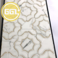 Carreau de mosaïque décoratif en marbre pour salle de bain douche jet d'eau pour cuisine moderne et salon sol ou mur poli
