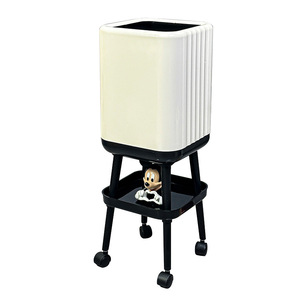 Poubelle haute rectangulaire avec couvercle, ouverture par pression, roulettes, pour intérieur, cuisine, salon - Product Image 3