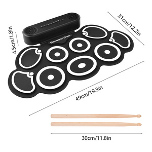 Batterie électronique avec double haut-parleur Roll up Drum Pad 9 Pads Supports BT MIDI Diverses connexions audio Prise casque 10 heures - Product Image 6