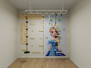 Ensemble de gymnastique à domicile avec anneaux, barre de traction, échelle et trapèze, mur d'escalade, équipement de jeu Montessori pour enfants - Product Image 3