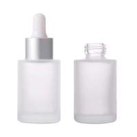 Bouteille compte-gouttes en verre transparent avec pipette, à épaule plate, pour sérum d'huile essentielle, 20ml, 30ml, 50ml, 60ml, 80ml, 100ml