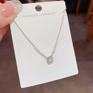 <span class=keywords><strong>Collier</strong></span> pendentif tendance <span class=keywords><strong>en</strong></span> argent plaqué S925 pour femme, avec zircon, papillon, cœur, trèfle, chaîne délicate, bijoux de mode, cadeau - Product Image 5