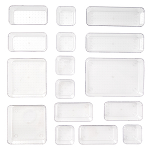 16 Pack Clear <b>Plastic</b> <b>Drawer</b> Organizer Trays Eco-Friendly <b>Storage</b> Bins for Kitchen Bathroom Makeup & Office Supplies - Product Image 4
