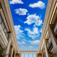 Papier peint mural 3D personnalisé pour plafond, ciel bleu, nuages blancs, toile huilée, pour hall d'hôtel, bureau, décoration commerciale