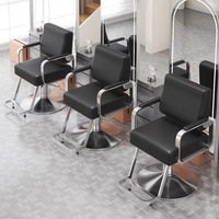 Chaise de barbier haut de gamme en acier inoxydable, réglable en hauteur, avec accoudoirs pivotants, nouveau style chinois pour salons de coiffure et barbiers