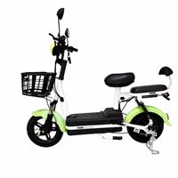Mini Bicicleta Eléctrica de 48V, Scooter Eléctrico Ligero con Cesta, Dos Asientos, Bicicleta Eléctrica Portátil para Adultos, para Desplazamientos Urbanos