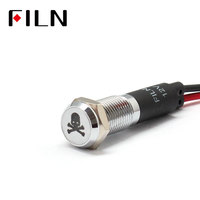 Luz indicadora LED plana FILN de 8 mm para tablero de instrumentos, roja, amarilla, blanca, azul, verde, 12 V, con cable de 20 cm y símbolo