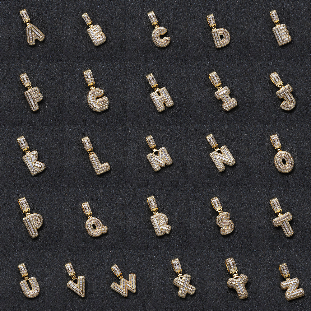 Gold Plating Eerste Collecties Letter Charm Voor Ketting A Tot Z Alfabet Koper Zirkoon Hanger Voor Sieraden Maken