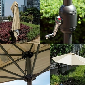 9ft Windproof Semi-Circular Terrace Umbrella 5 Fiber Ribs Manual Crank Design Fade-Resistant Fabric for Outdoor Balcony Garden - Product Image 5
