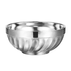 Hot Sell Korean Double Wall Stainless Steel Polished Serving Bowl Soup Bowl children's Rice Noodle Bowl
