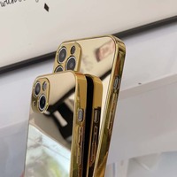 Étui de protection pour iPhone 14 13 12 11 Plus, pour iPhone 15 Pro Max, en aluminium de luxe, avec cadre en métal doré