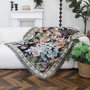 ओएम निर्माता कारखाने कस्टम विंटेज पुष्प जैक्वार्ड टेपेस्ट्री कंबल बुना हुआ फ्रिंज कंबल बुना हुआ फ्रिंज कंबल और बीविज्ञान प्रमाणित - Product Image 2