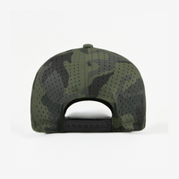 Casquette de golf unisexe personnalisée camouflage imperméable à séchage rapide découpe laser perforée structurée à bord incurvé 6 panneaux pour hommes
