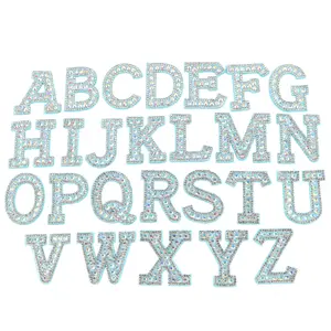 Hot Fashion Dress accessorio lettere 26 ferro sul supporto supporto adesivo pressato a caldo strass di cristallo lettera alfabeto patch