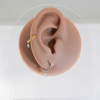 Anting Hidung/Cincin Telinga/Cincin Tulang Rawan Titanium Kristal Mata Kuda F136 Baru 6/8/10mm Berlapis Emas Perhiasan Tubuh