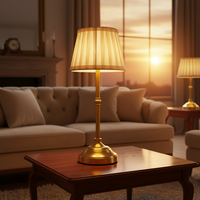 Lampe de table décorative moderne à LED, rechargeable, sans fil, avec base en fer flexible, en tissu luxueux, à intensité variable au toucher