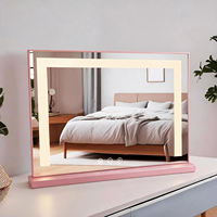 Square Makeup Mirror Light Adjustable Brightness 10X Magnification Touch Sensor Metal Frame Desktop Beauty Salon OEM ODM LED