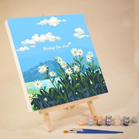Peinture à l'huile numérique DIY pour enfants, numéros à peindre sur papier imprimé personnalisé, motif floral, 20x20cm, avec cadre intérieur, décoration intérieure, vente en gros 2023