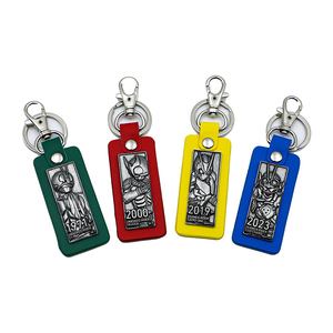 Multiple Material PU <b>Leather</b> Zinc Alloy Embossed Cartoon Character Colorful <b>Keychain</b> with LOGO on Back - Product Image 1