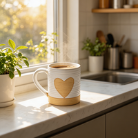 Mug en céramique côtelée blanche, tasse à café en grès bicolore avec anse, style nordique, pour la maison et le café