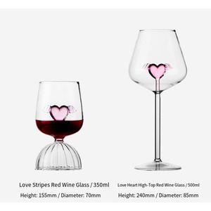 Copo de Vidro para Vinho, Copos de Iogurte para Sobremesa, Utensílios de Bebida para Festas e Restaurantes, Copo de Vinho Tinto em Forma de Coração Romântico - Product Image 6