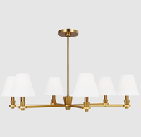 Lampe suspendue LED en laiton et tissu, style nordique simple américain, pour salon, chambre à coucher, décoration intérieure, lustre de plafond