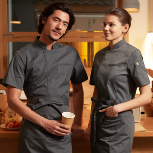 Set Uniforme Estiva da Chef per Uomo (Poliester/Algodone) <span class=keywords><strong>Camicia</strong></span> Stile Giacca a Maniche Corte Design Personalizzabile per Cucina - Product Image 4
