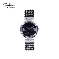 Montre élégante en laiton pour femme avec mouvement à quartz japonais 3ATM Bracelet en pierre naturelle étanche et fenêtre de cadran en verre artistique