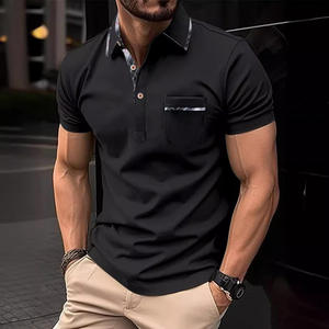 Camiseta informal de verano para hombre, polo <span class=keywords><strong>con</strong></span> cuello de botón, nuevo estilo, <span class=keywords><strong>bolsillo</strong></span> corto en el pecho, camiseta de leopardo de retazos transfronterizos - Product Image 2