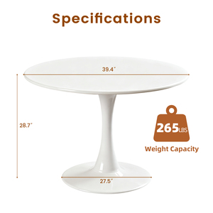 Tavolo da pranzo 40 "cerchio tulipano spesso piedistallo in metallo metà secolo moderno bistrot tavolo 6 posti 1 anno di garanzia cucina - Product Image 5