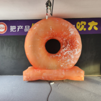 Modèle de beignet gonflable géant personnalisé pour pâtisserie, ornement extérieur, décoration de rue alimentaire, affichage publicitaire attrayant en forme de nourriture