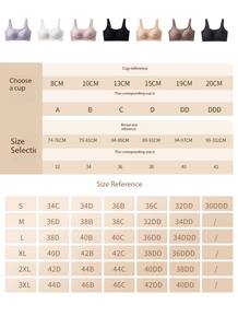 Soutien-gorge sans fil 3XL pour femme, une pièce, sans couture, respirant, tricoté, adhésif en gel, fines bretelles ajustables, bonnet 3/4 uni, sous-vêtement - Product Image 6