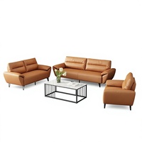 Canapé de bureau et table basse combinés, en cuir, style moderne minimaliste, trois places, pour réception commerciale, bureau à domicile, salon
