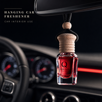 Diffuseur d'air pour voiture en verre transparent avec bouchon en bois et cordon tressé, flacon de parfum automobile