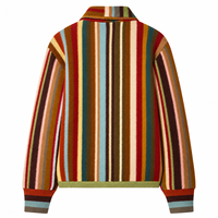 Maßgefertigter Herren 100% Merinowolle Gestreifter Langarm-Zweiknopf-Strick-Polopullover