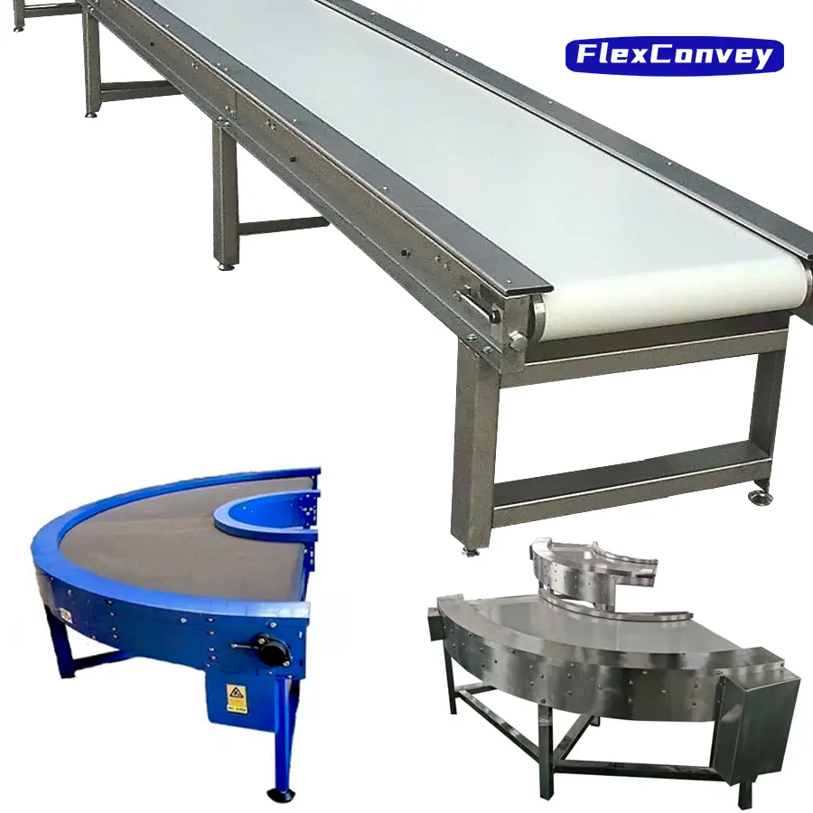 Factory custom Industrial systems assembly line green PVC rubber PU food flat belt conveyor