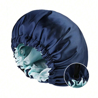 Nouveau Bonnet en soie satinée Bonnet pour cheveux Bonnet en satin à double couche avec couverture de tête de bouton non visible