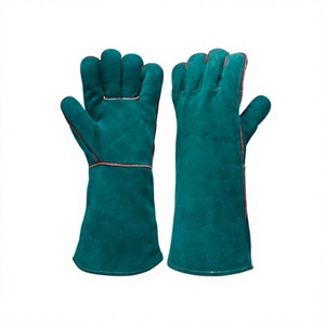 Guantes de Seguridad de Cuero Verde Antiestáticos y Transpirables de 14 Pulgadas con Puño Recto, Resistentes al Calor, Duraderos y de Textura Suave para Soldadura - Product Image 1