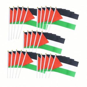 Banderas de Palestina al por Mayor, Listas para Enviar, Mini Banderas de Mano Personalizadas, Estilo Bandera, de Fibra de Vidrio, para Eventos y Desfiles - Product Image 6