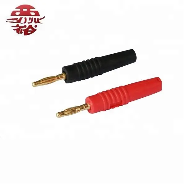 2Mm Messing, Vergulde Bananenplug Stapelbare Connector Mannelijk Met Schroef