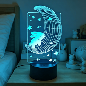 Lampe de table LED 3D à commande tactile, motifs changeants de couleur, vente chaude - Product Image 2