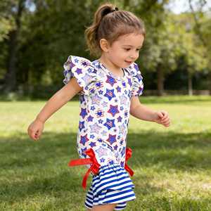 Body con Mangas con Volantes y Estampado Personalizado, Pantalones con Volantes, Conjunto para el 4 de Julio, Body con Volantes para Bebé Niña - Product Image 2