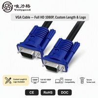 Kabel VGA 3+6 3M 1080P HD Video Line PVC Foil Shielded Monitor Proyektor Kabel Koneksi Komputer