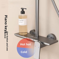 Ensemble de douche thermostatique moderne en laiton brossé à double poignée, pommeau de douche carré à jet doux, fixation murale, pour hôtels et appartements, en céramique