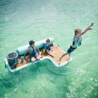 Île flottante gonflable pliable pour jeux aquatiques en extérieur, ponton gonflable carré quadruple