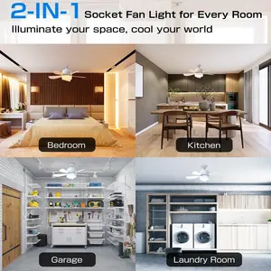 Fábrica CE UL melhor ventilador de teto com luz de 1000 lúmenes com controle remoto 3 velocidades do vento E26 E27 sem lâmina LED soquete regulável luzes do ventilador