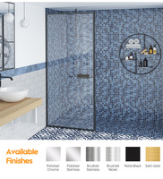 Paroi de douche rectangulaire moderne en verre trempé avec cadre doré, étanche, panneau fixe, portable